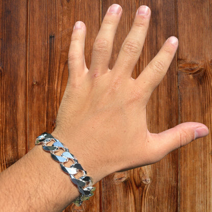 925 Sterling Silver 15mm Curb Bracelet