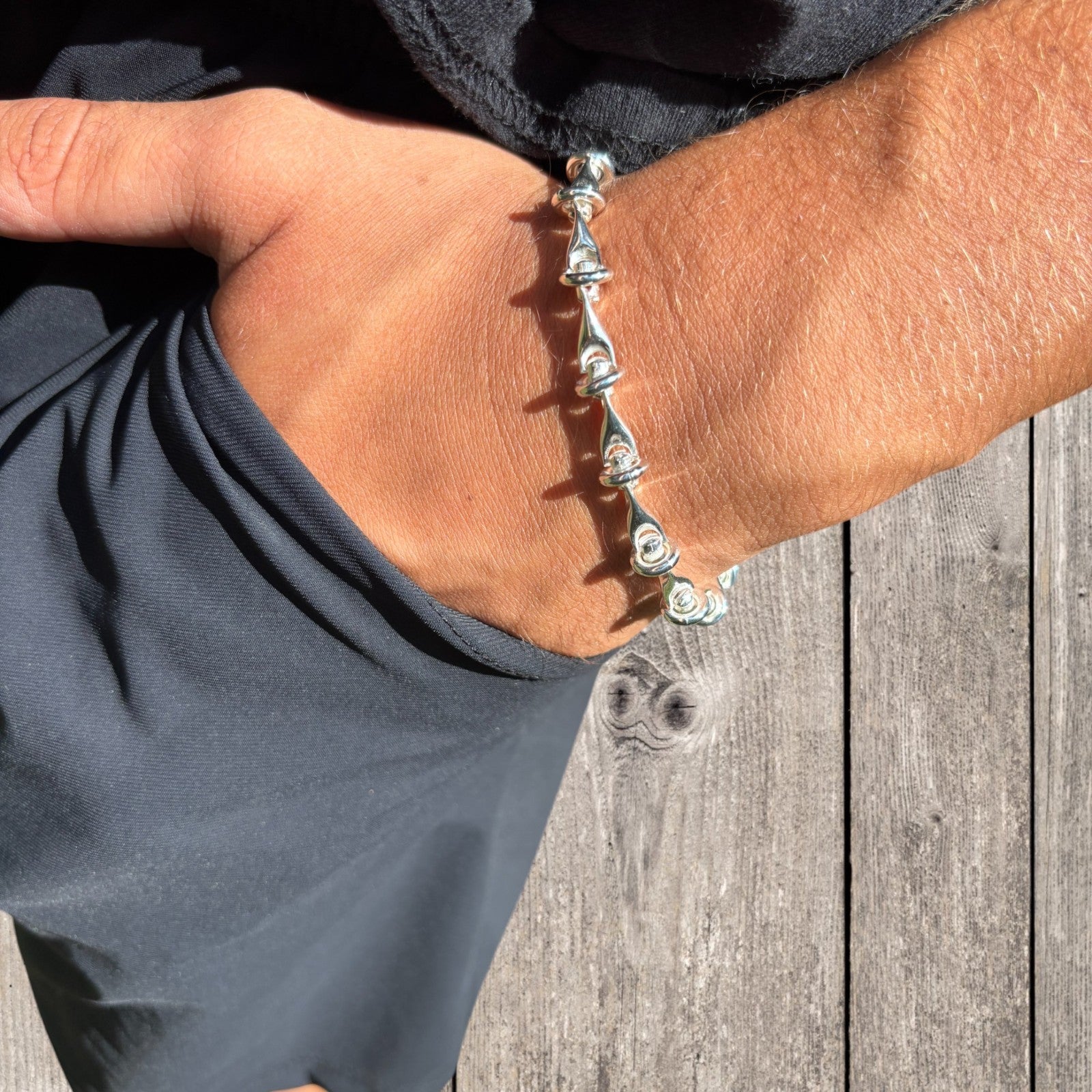 925 Sterling Silver 8mm Barbed Wire Jailhouse Link Bracelet