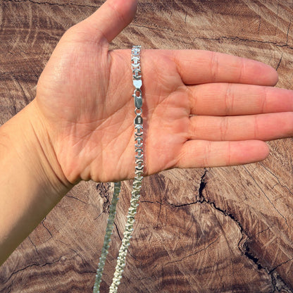 925 Sterling Silver 6mm Flat Byzantine Chain Necklace