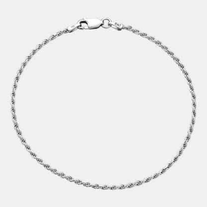 925 Sterling Silver 2mm Diamond Cut Rope Bracelet