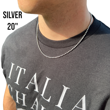 925 Sterling Silver 3mm Bead Chain Necklace