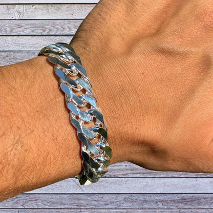 925 Sterling Silver 16mm Double Curb Bracelet