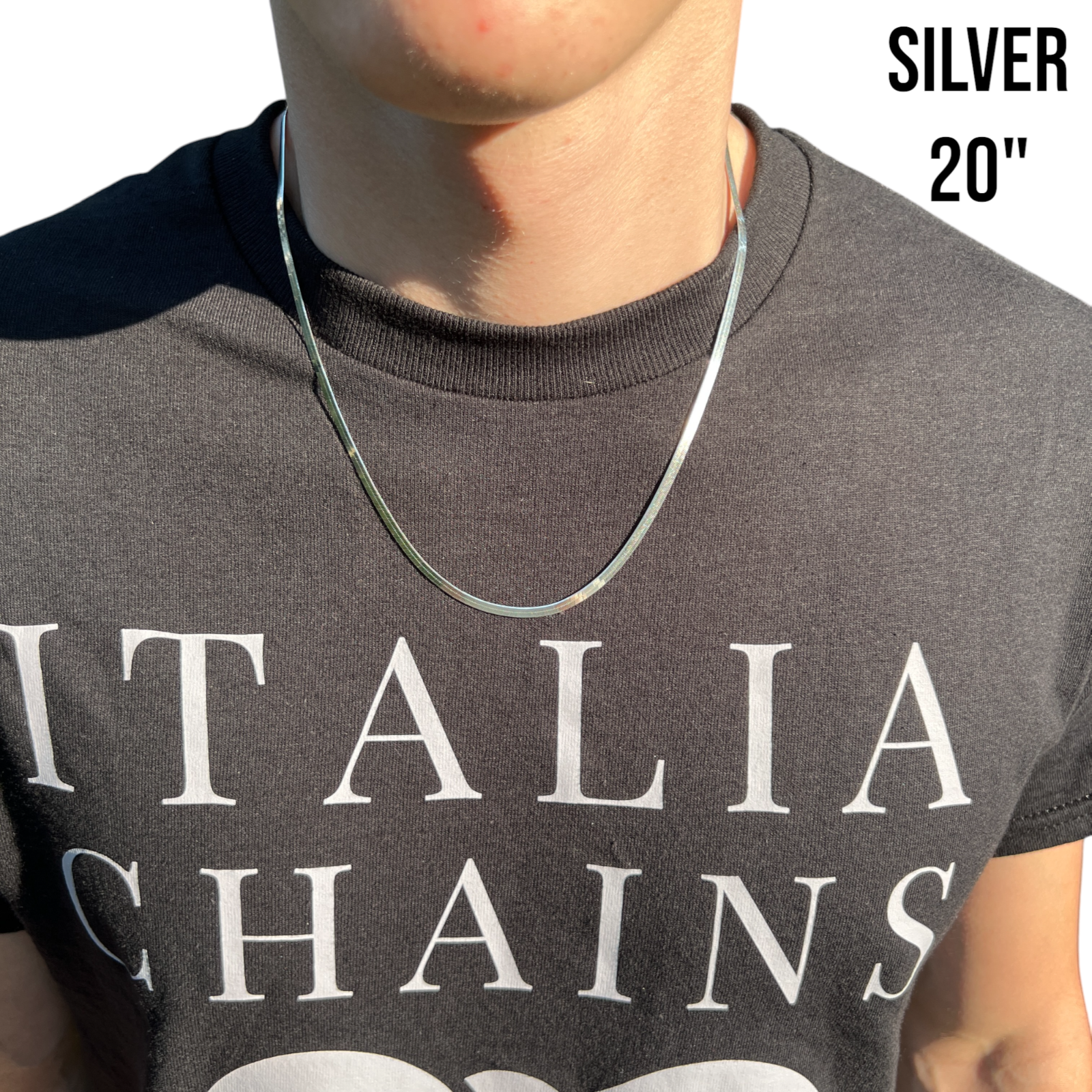 925 Sterling Silver 3mm Herringbone Chain Necklace