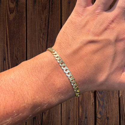 925 Sterling Silver 6mm Flat Curb Bracelet