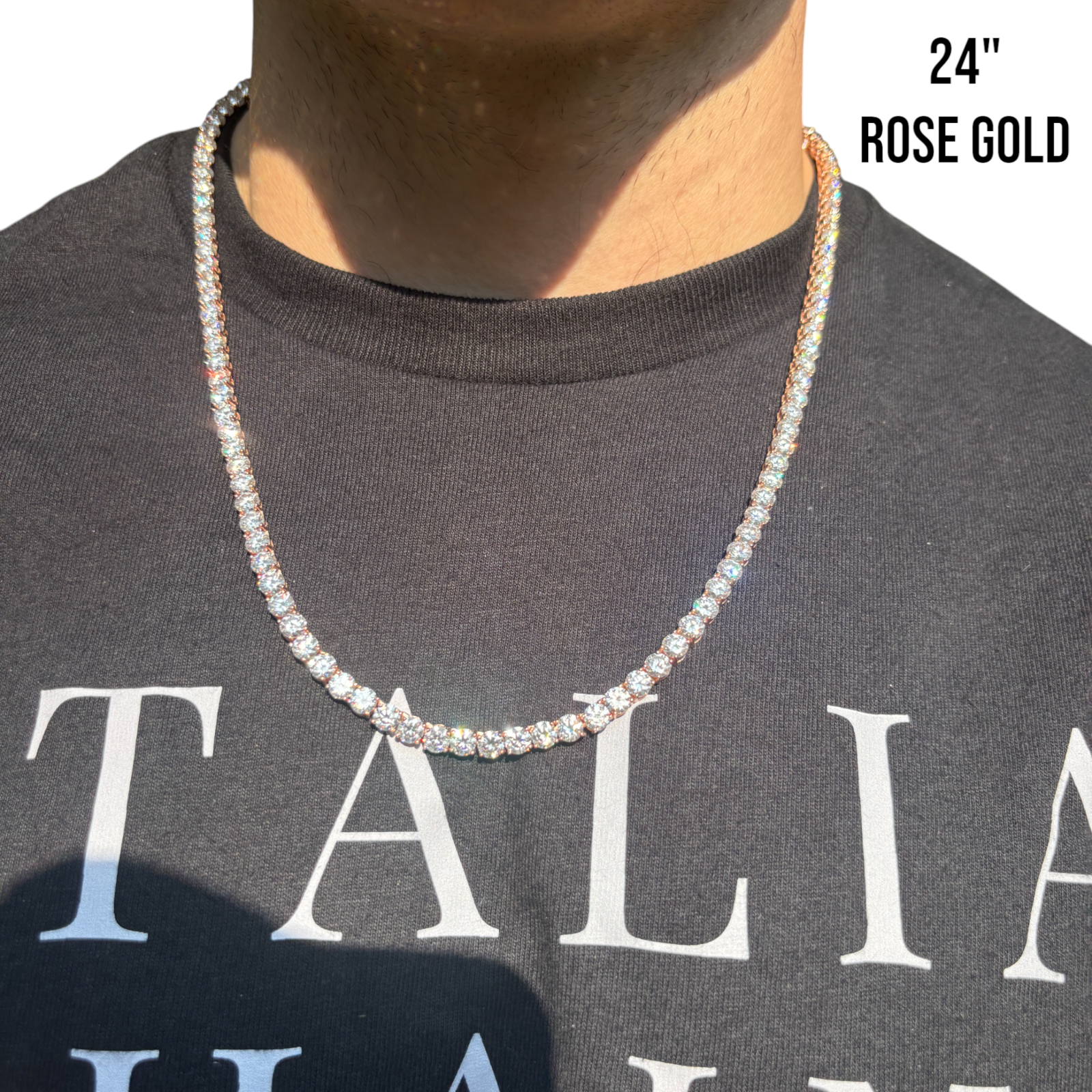 925 Sterling Silver 5mm Tennis Chain Necklace - CZ Or Moissanite