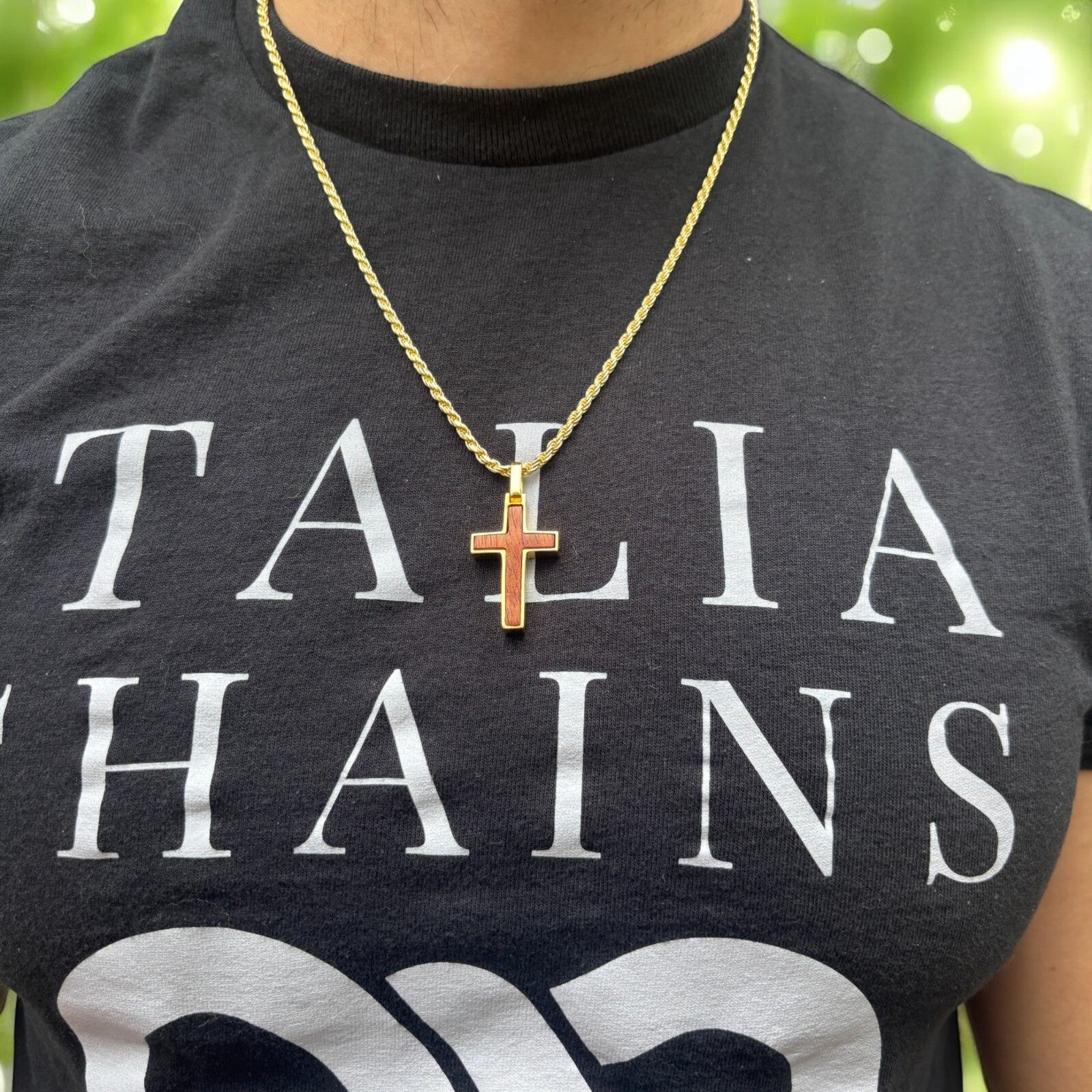 925 Sterling Silver Wooden Cross Pendant - Small