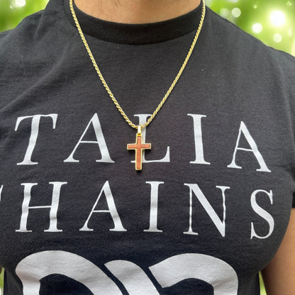 925 Sterling Silver Wooden Cross Pendant - Small