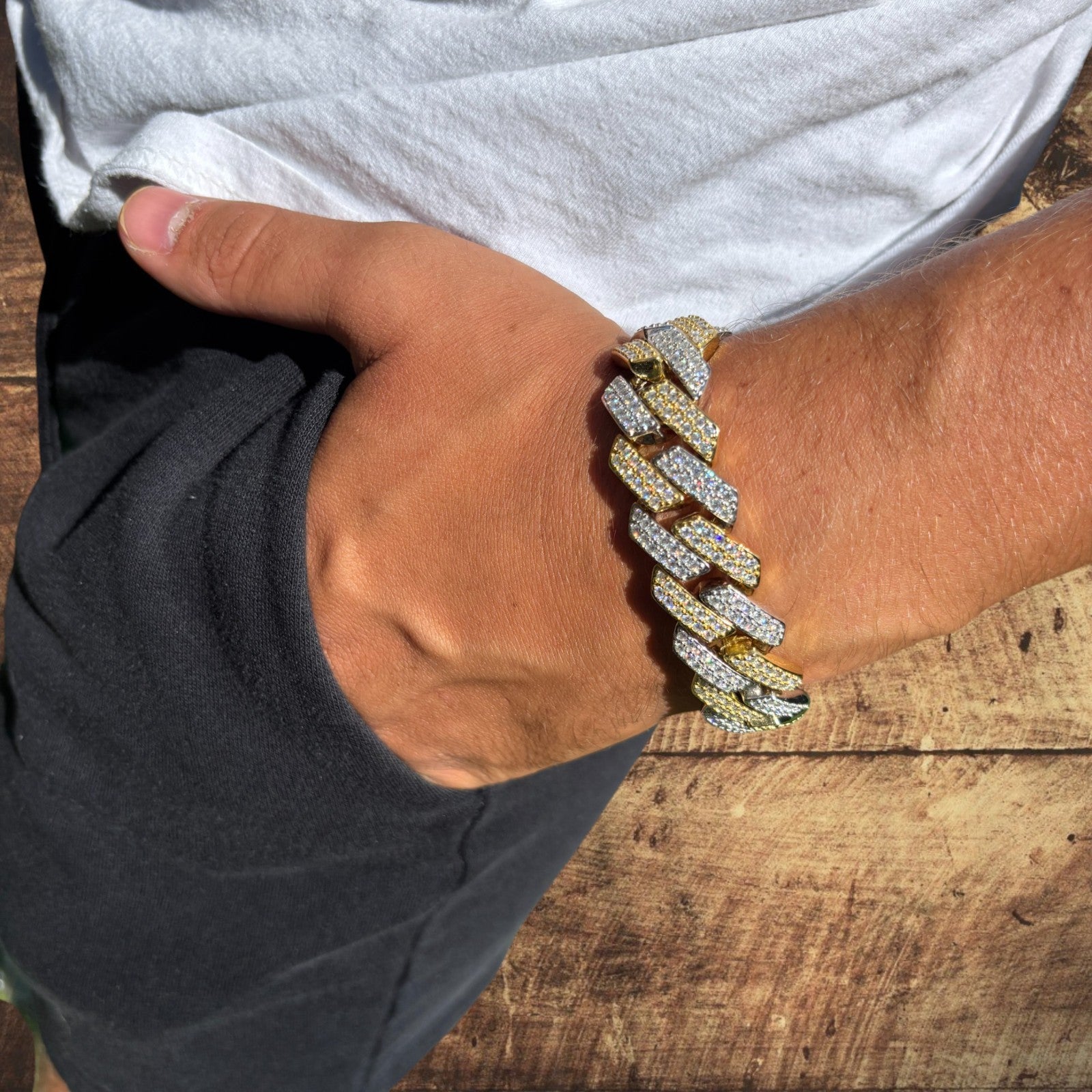 925 Sterling Silver 20mm Moissanite Cuban Prong Bracelet