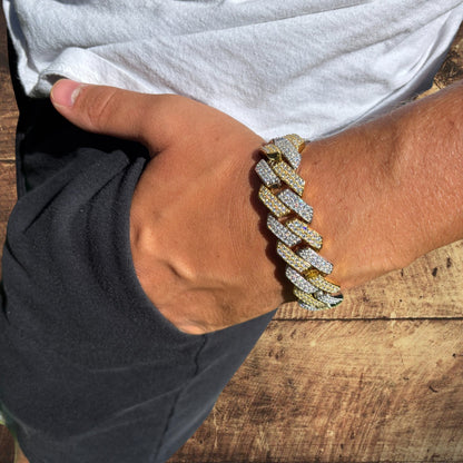 925 Sterling Silver 20mm Moissanite Cuban Prong Bracelet