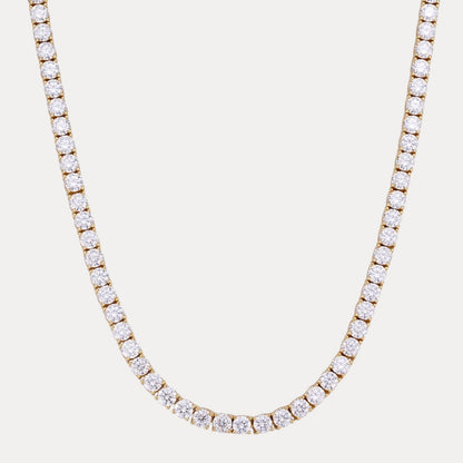 925 Sterling Silver 4mm Tennis Chain Necklace - CZ Or Moissanite