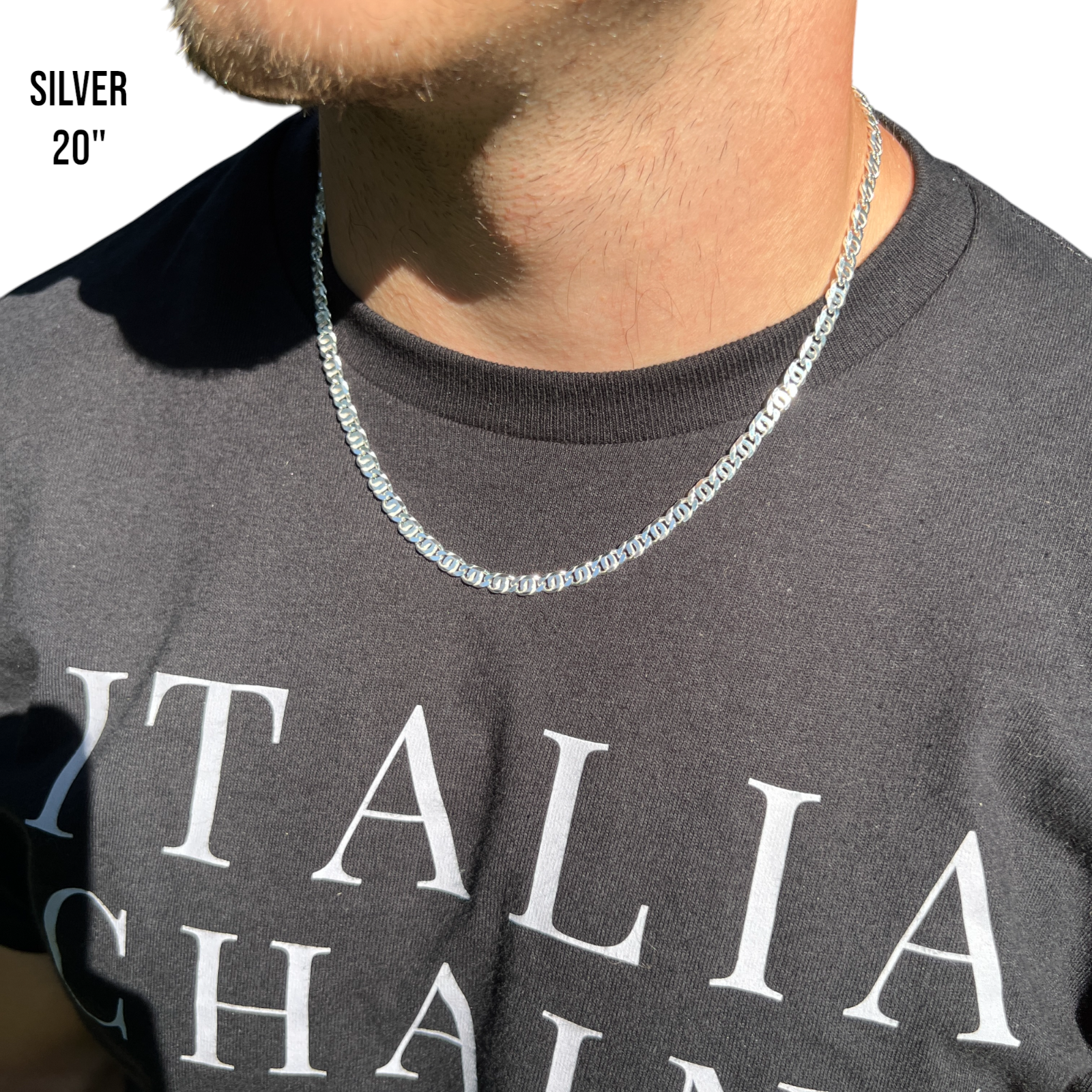 925 Sterling Silver 5.5mm Tiger Eye Chain Necklace