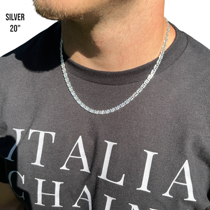 925 Sterling Silver 5.5mm Tiger Eye Chain Necklace