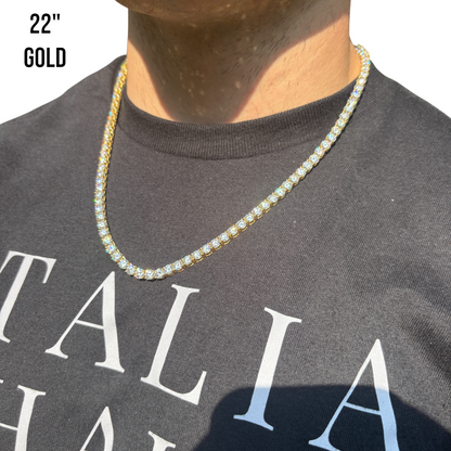 925 Sterling Silver 5mm Tennis Chain Necklace - CZ Or Moissanite