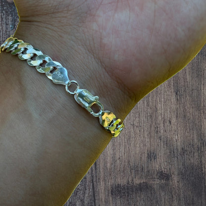 925 Sterling Silver 8mm Flat Curb Bracelet