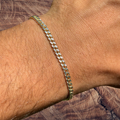 925 Sterling Silver 3mm Diamond Cut Miami Cuban Bracelet
