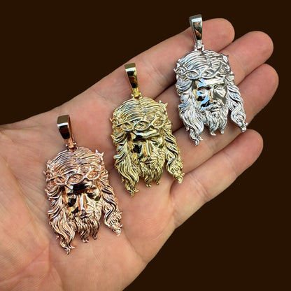 925 Sterling Silver Classic Jesus Piece Pendant - Medium