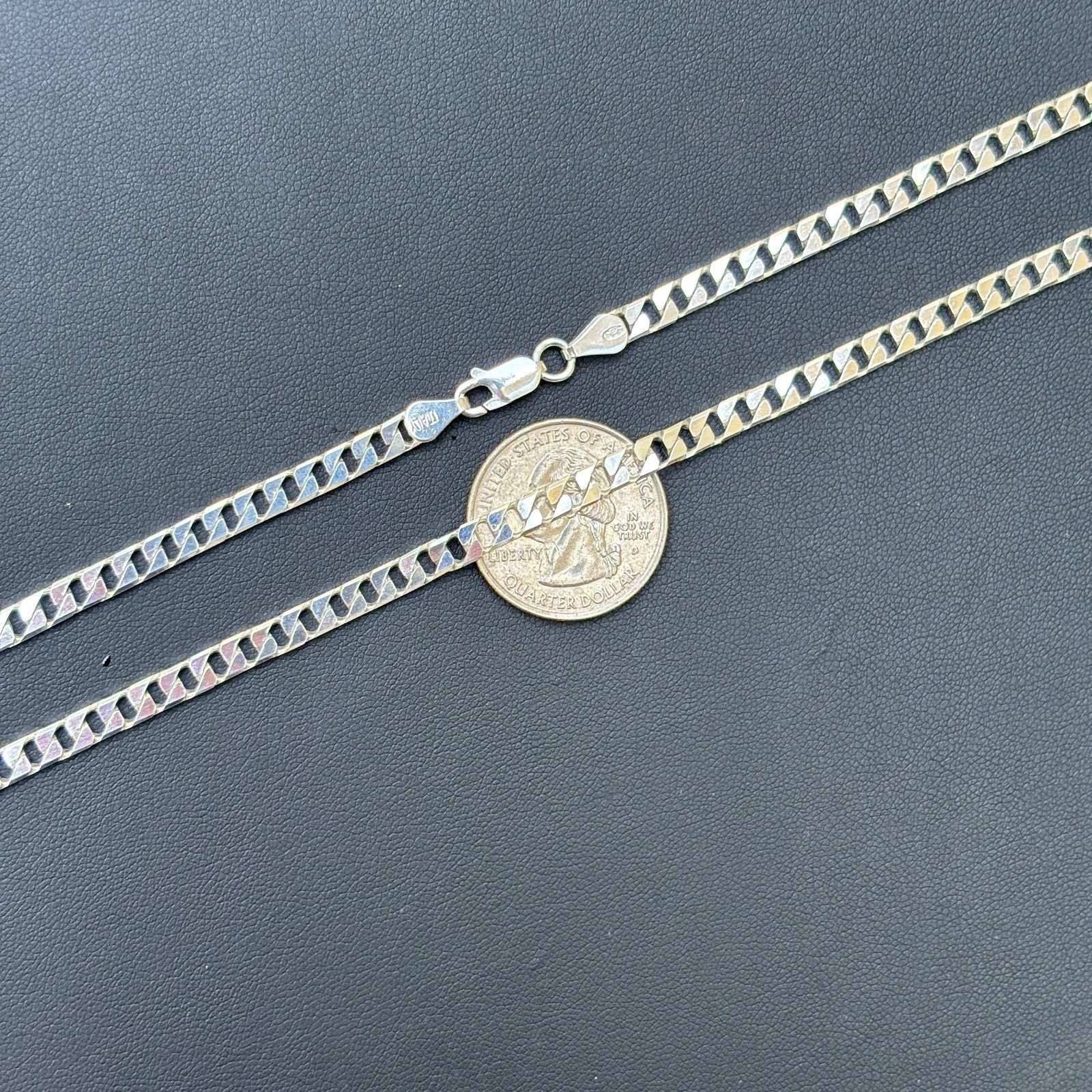 925 Sterling Silver 4mm Square Curb Chain Necklace