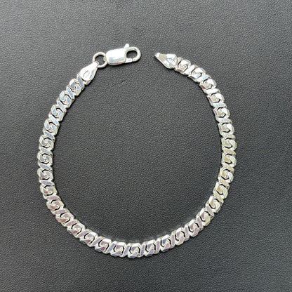 925 Sterling Silver 5mm Dollar Link Bracelet