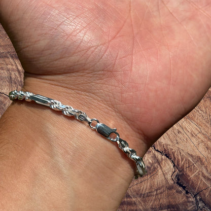 925 Sterling Silver 4mm Figarope Milano Bracelet