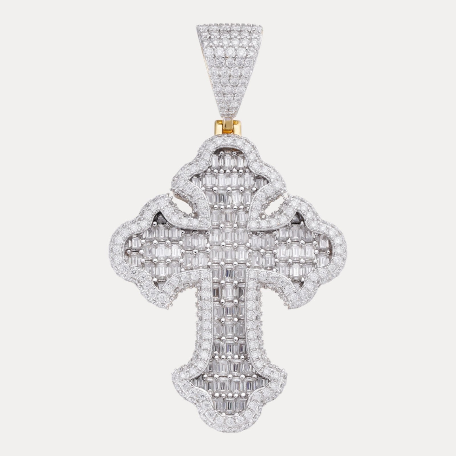 925 Sterling Silver Gothic Cross With Moissanite - Large