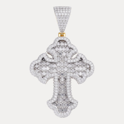 925 Sterling Silver Gothic Cross With Moissanite - Large