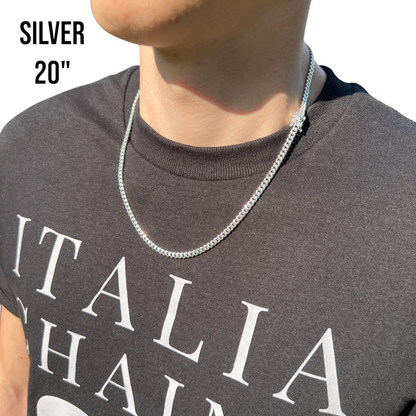 925 Sterling Silver 4mm Miami Cuban W. Box Clasp Chain Necklace