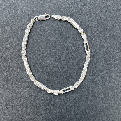 925 Sterling Silver 4mm Figarope Milano Bracelet