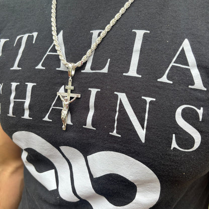 925 Sterling Silver Jesus on Wooden Cross Pendant