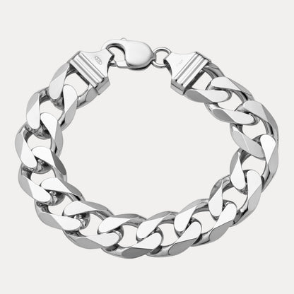 925 Sterling Silver 15mm Curb Bracelet