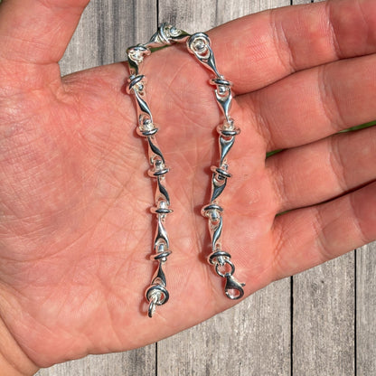 925 Sterling Silver 8mm Barbed Wire Jailhouse Link Bracelet