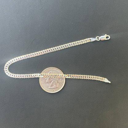 925 Sterling Silver 3.5mm Double Curb Bracelet