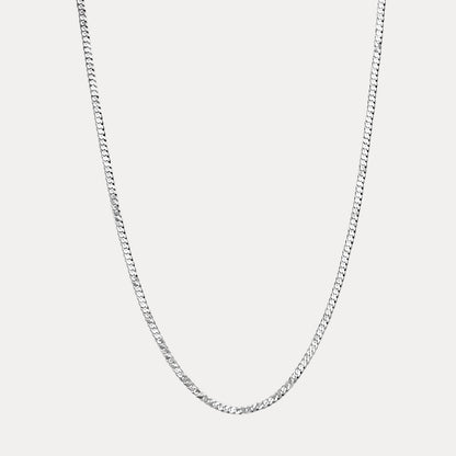 925 Sterling Silver 4mm Flat Curb Cuban Chain Necklace