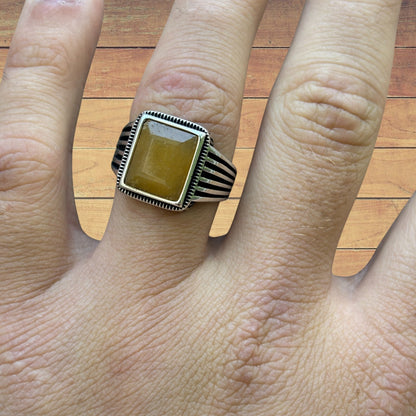 925 Sterling Silver Yellow Sapphire Ring