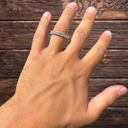 925 Sterling Silver 4mm Moissanite Wedding Band Eternity Ring