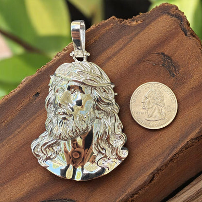 925 Sterling Silver Passion Of The Christ Jesus Piece Pendant - Large