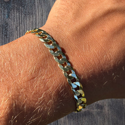 925 Sterling Silver 8mm Flat Curb Bracelet