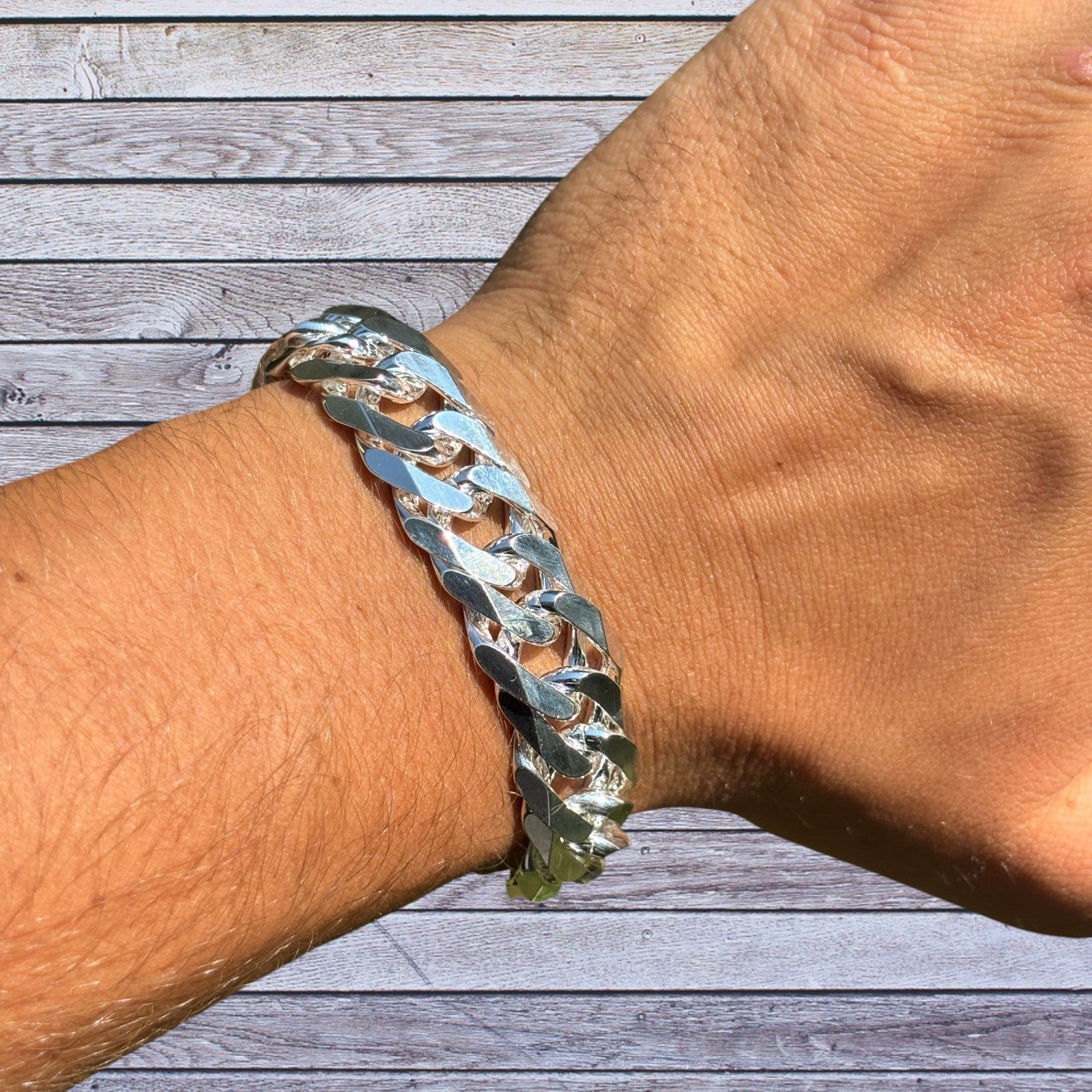 925 Sterling Silver 16mm Double Curb Bracelet