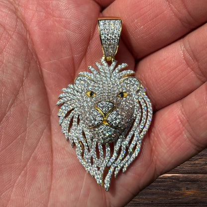 925 Sterling Silver Lion Pendant With Moissanite