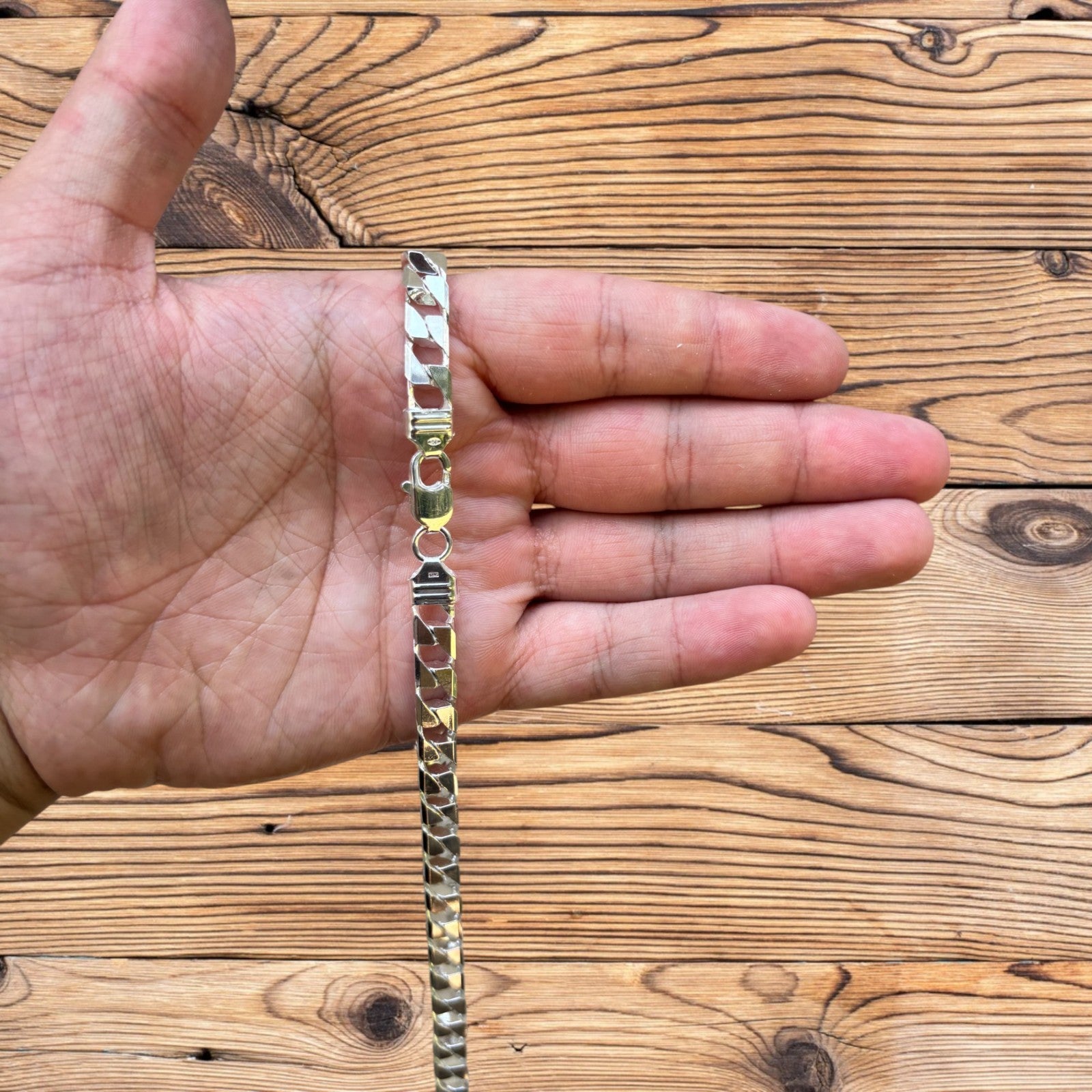 925 Sterling Silver 8mm Square Curb Chain Necklace