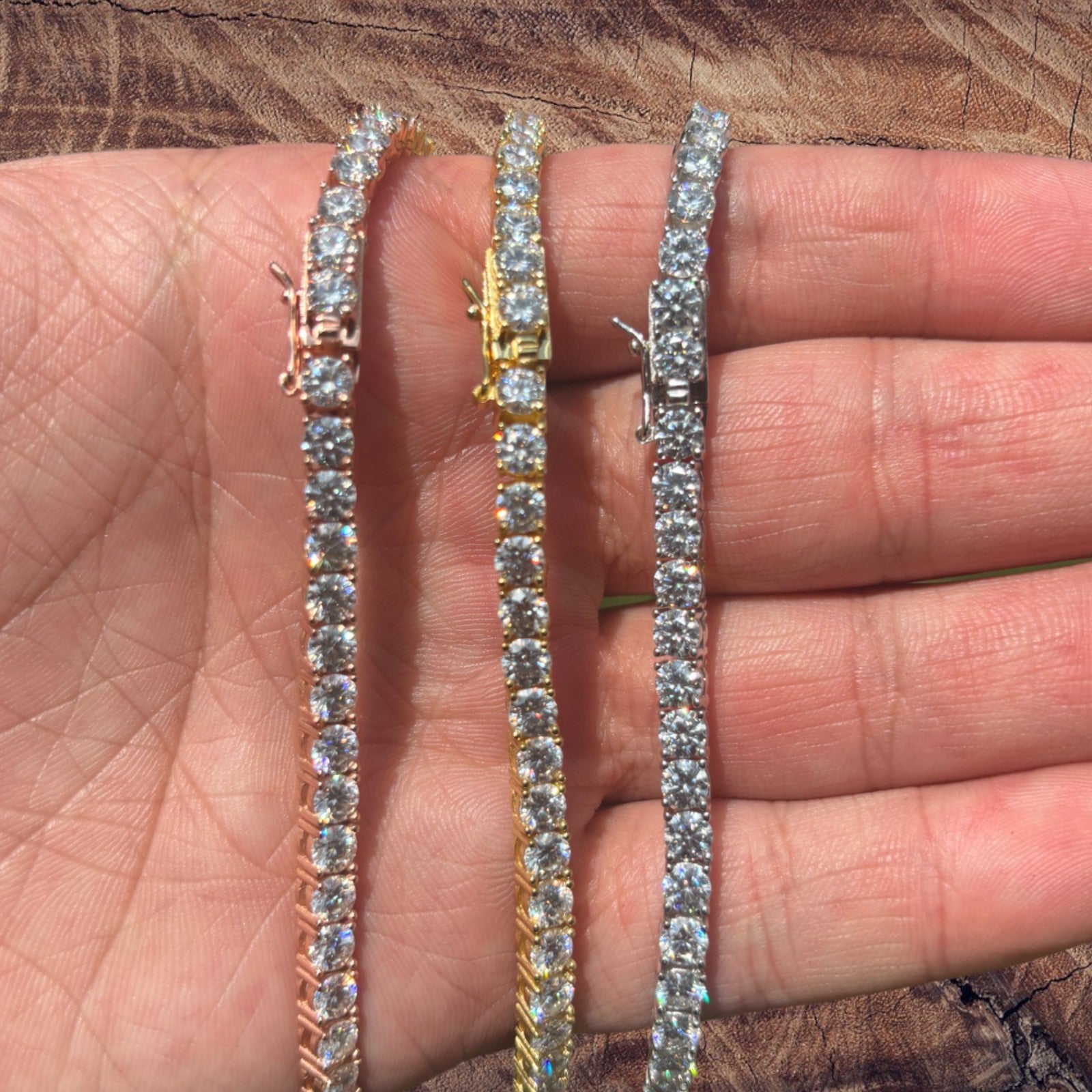 925 Sterling Silver 4mm Tennis Chain Necklace - CZ Or Moissanite