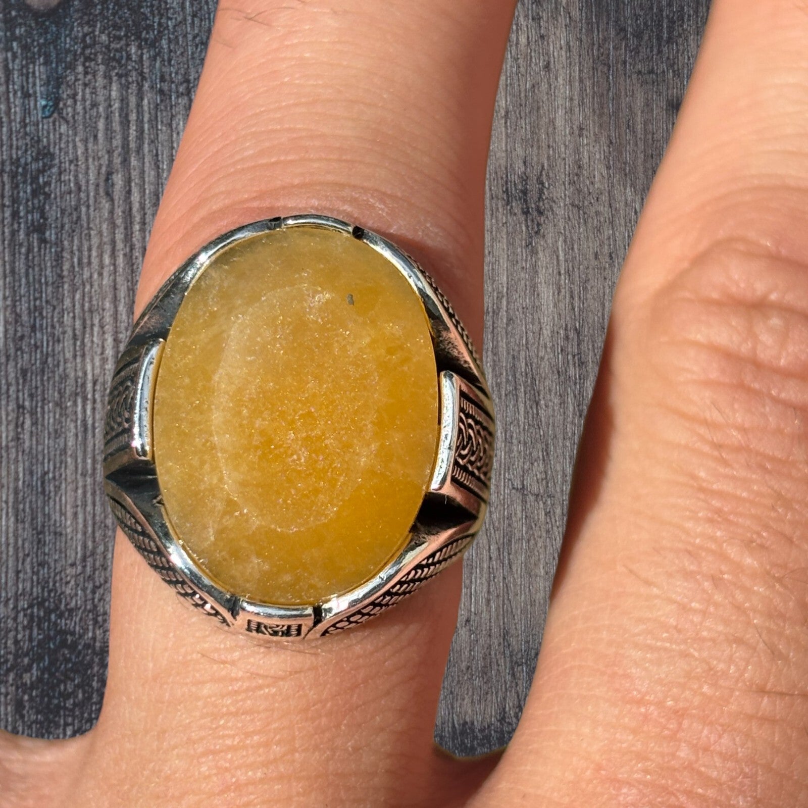 925 Sterling Silver Yellow Sapphire Stone Ring