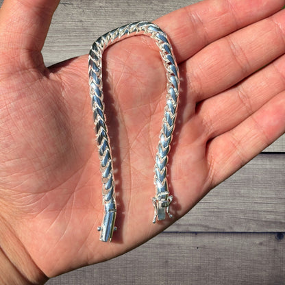 925 Sterling Silver 6mm Rounded Franco Bracelet W. Box Clasp