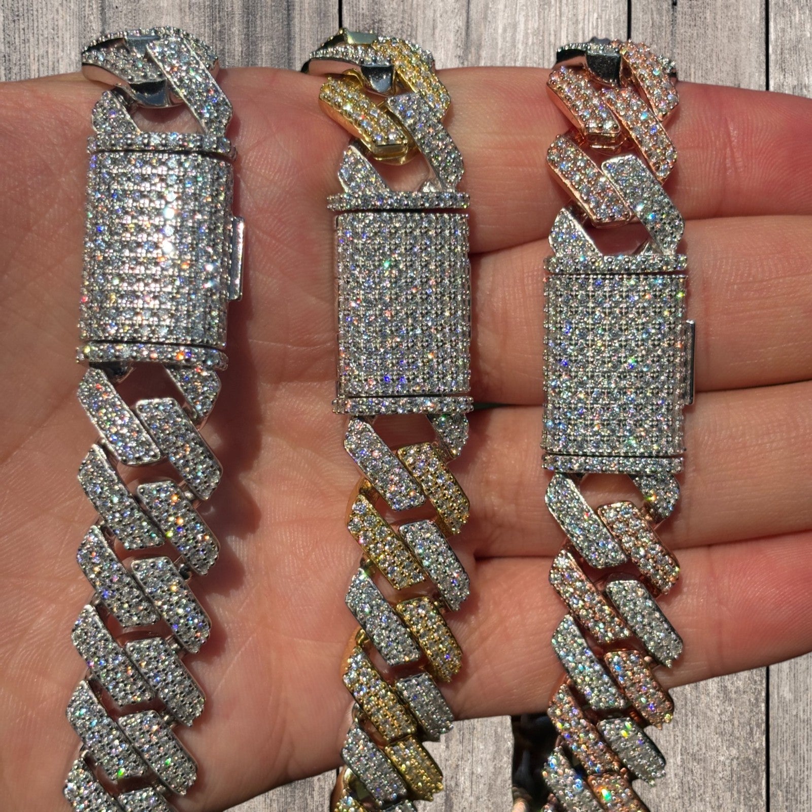 925 Sterling Silver 16mm Moissanite Miami Cuban Prong Chain Necklace