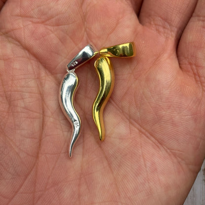 925 Sterling Silver Italian Horn Pendant