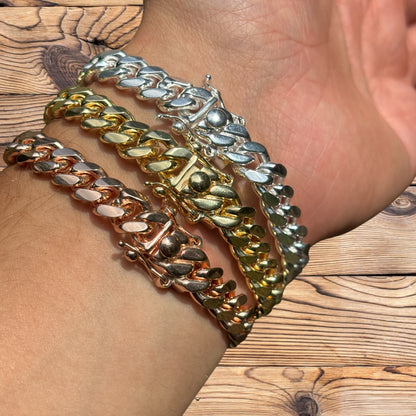 925 Sterling Silver 8mm Miami Cuban W. Box Clasp Bracelet