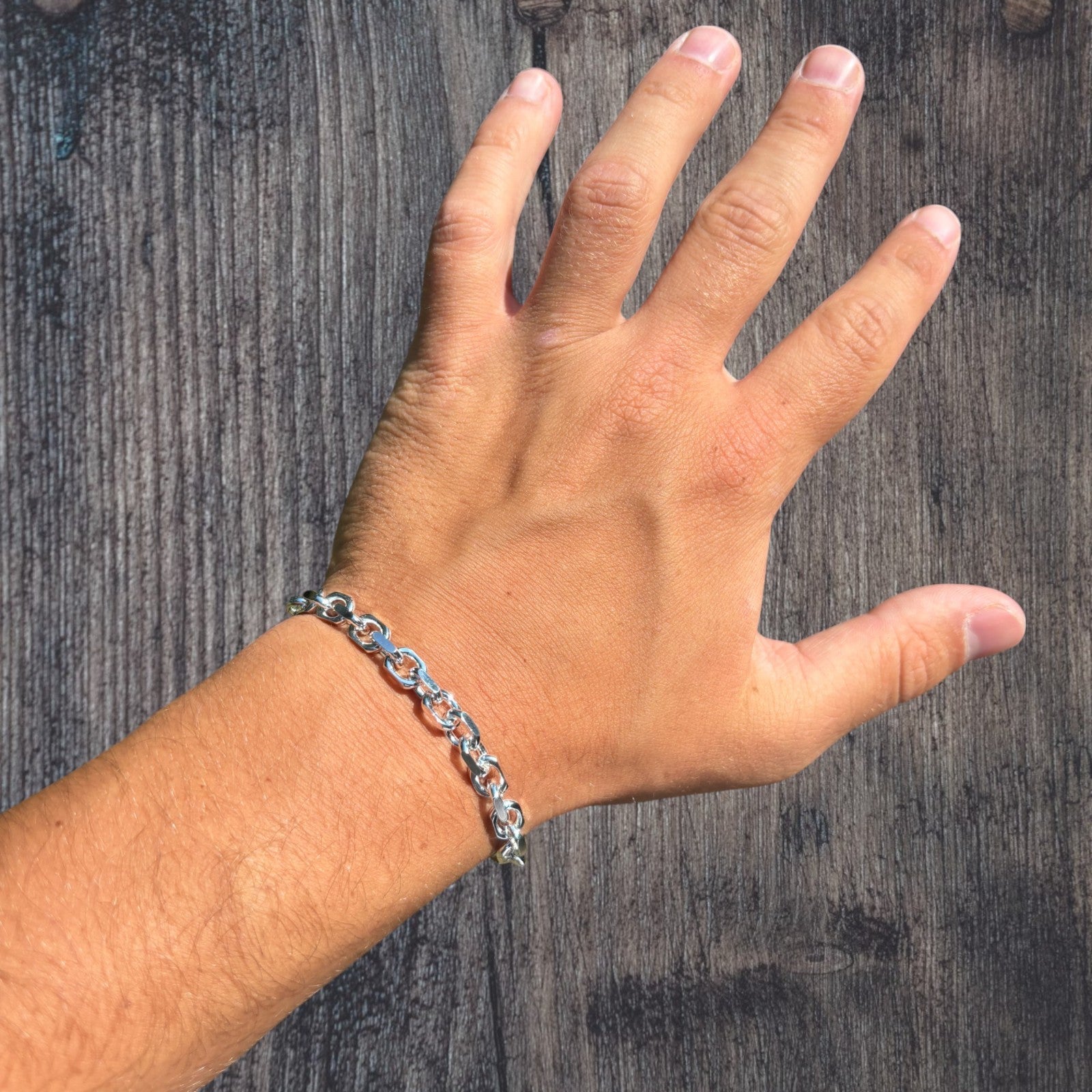 925 Sterling Silver 6mm Anchor Cable Bracelet