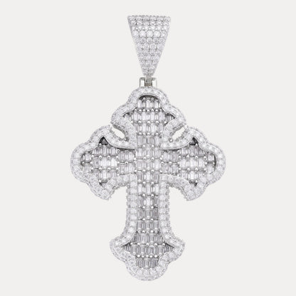 925 Sterling Silver Gothic Cross With Moissanite - Large