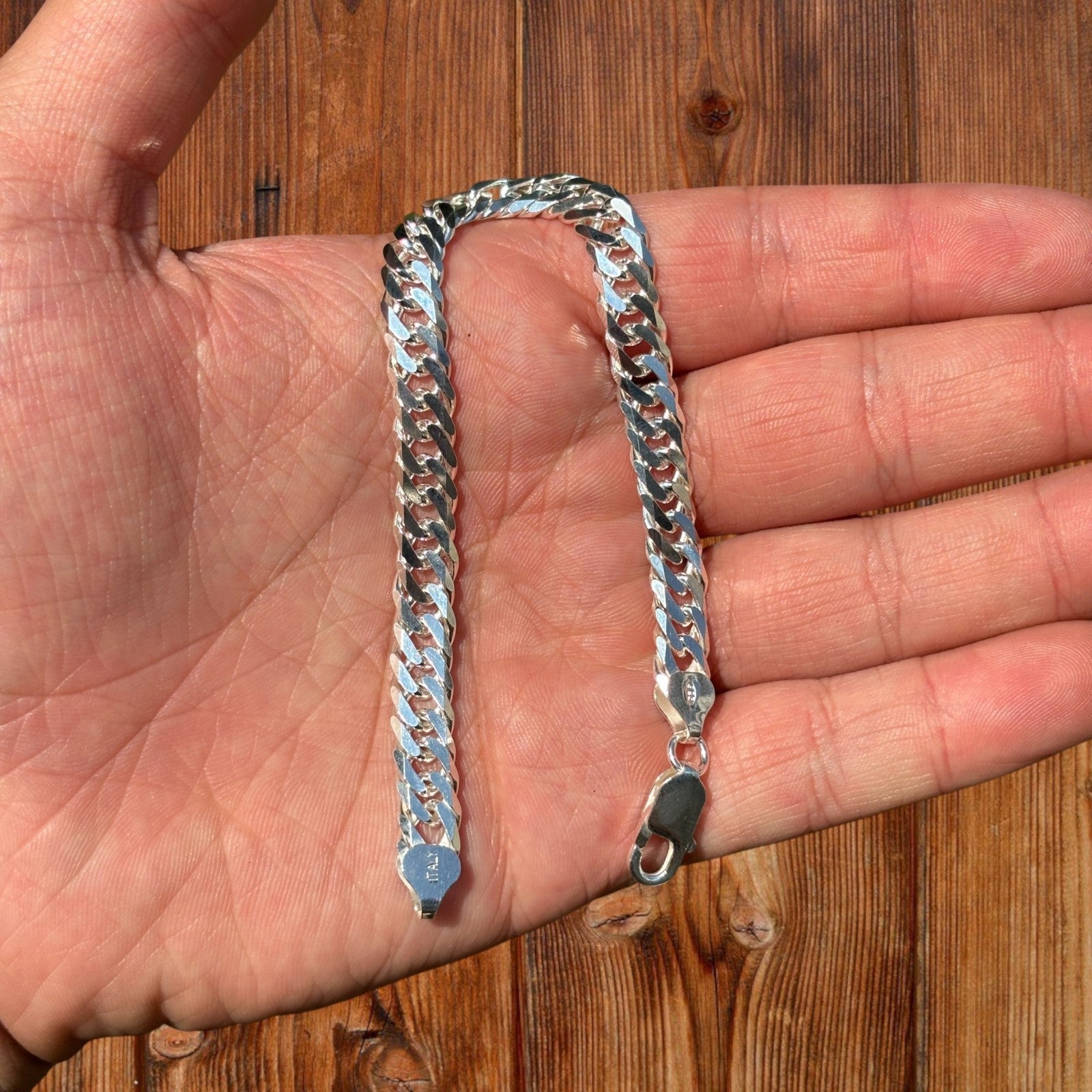 925 Sterling Silver 8mm Double Curb Bracelet