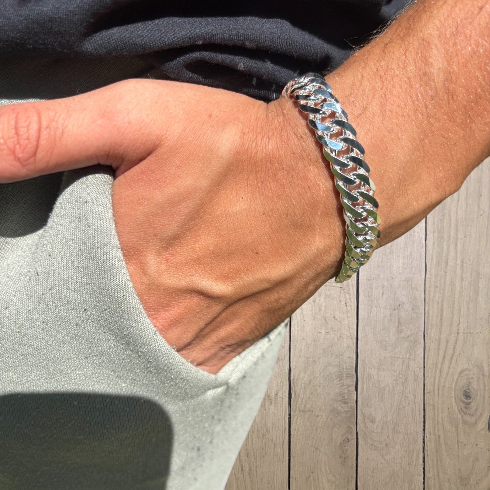 925 Sterling Silver 12mm Double Curb Bracelet