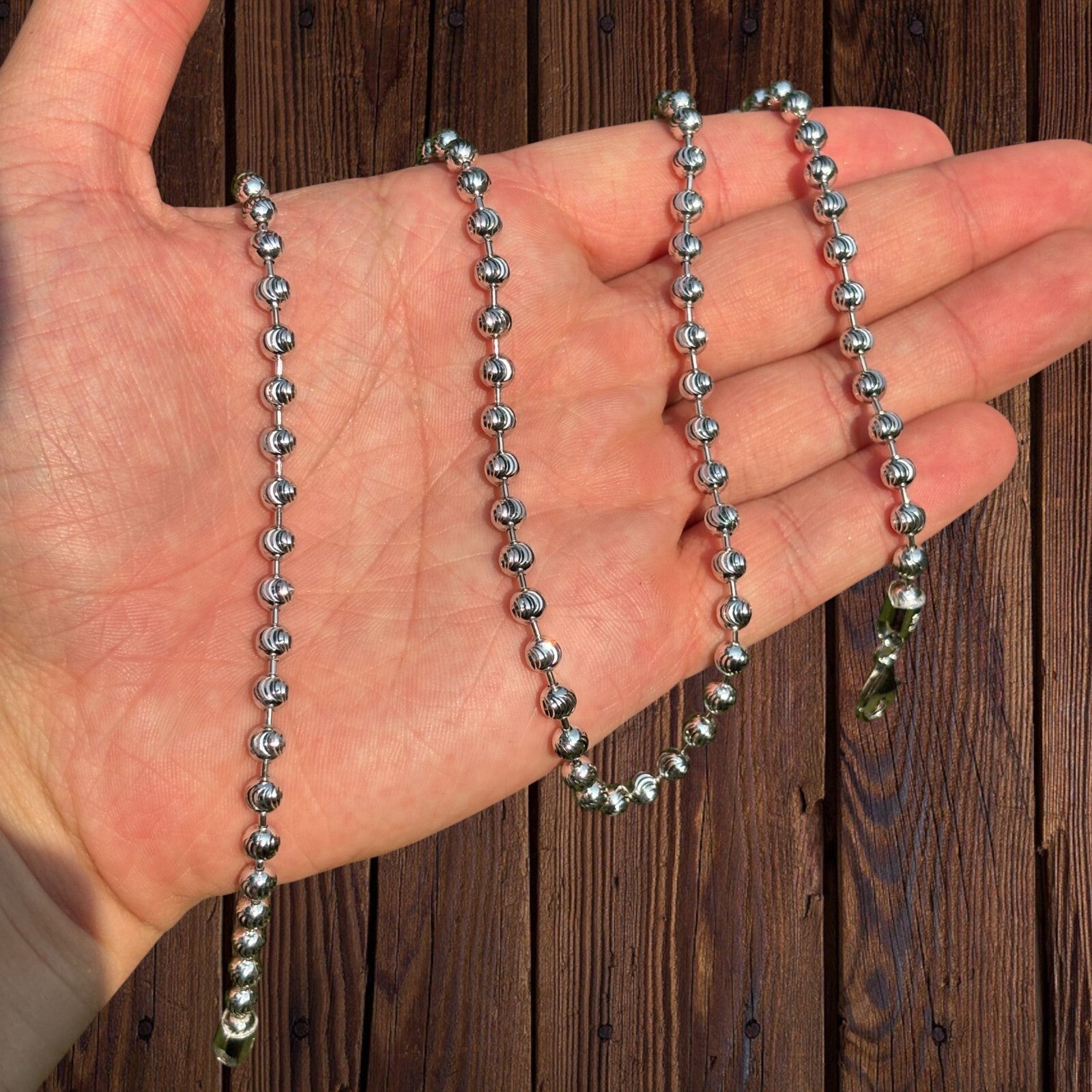 925 Sterling Silver 5mm Bead Chain Necklace